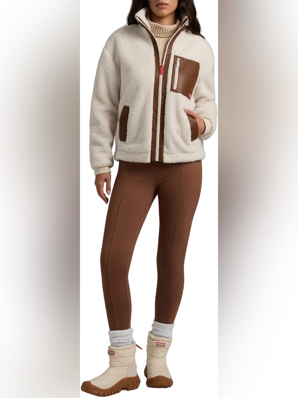 Hunter Emma High Pile Fleece Jacket Cream NEW - Picture 3 of 4